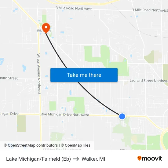 Lake Michigan/Fairfield (Eb) to Walker, MI map