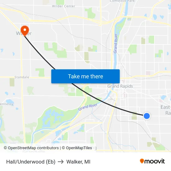 Hall/Underwood (Eb) to Walker, MI map