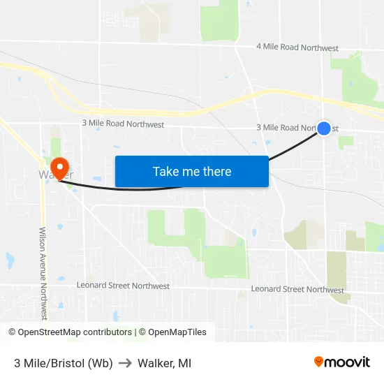 3 Mile/Bristol (Wb) to Walker, MI map