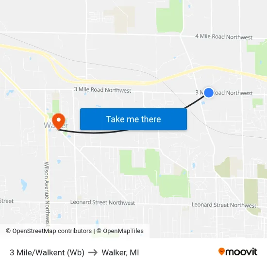 3 Mile/Walkent (Wb) to Walker, MI map