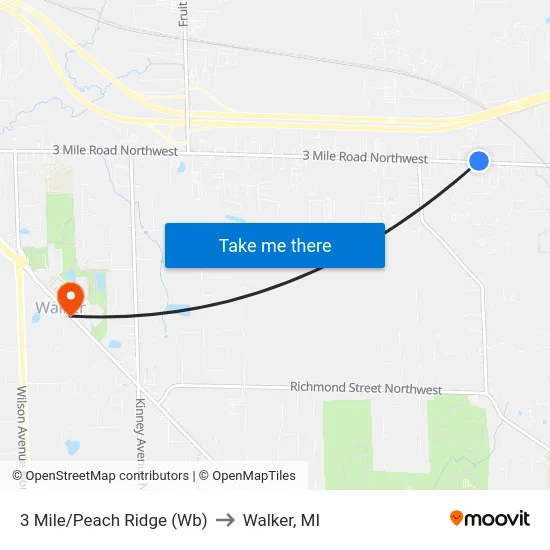 3 Mile/Peach Ridge (Wb) to Walker, MI map