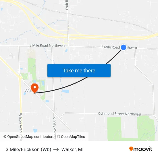 3 Mile/Erickson (Wb) to Walker, MI map