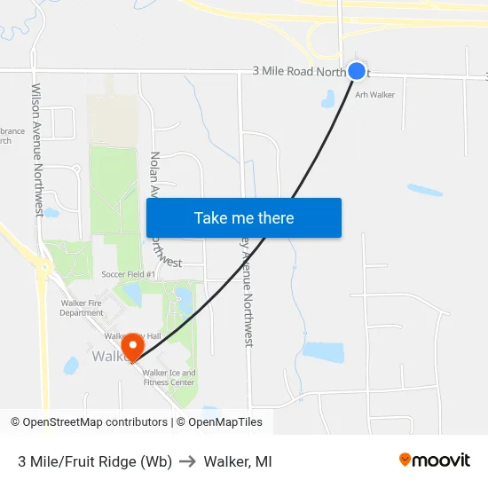3 Mile/Fruit Ridge (Wb) to Walker, MI map