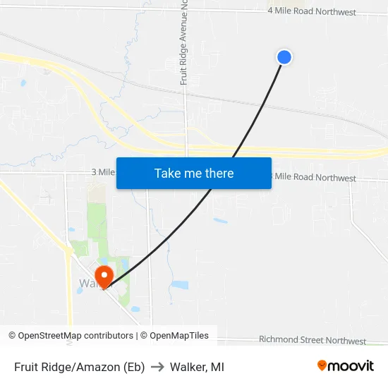 Northridge/Hendershot (Eb) to Walker, MI map