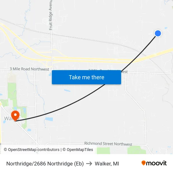 Northridge/2686 Northridge (Eb) to Walker, MI map