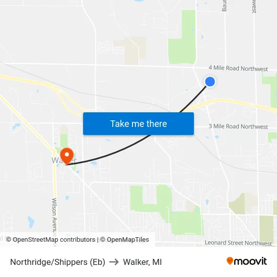 Northridge/Shippers (Eb) to Walker, MI map