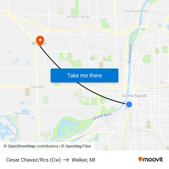 Cesar Chavez/Rcs (Cw) to Walker, MI map
