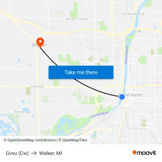 Gvsu (Cw) to Walker, MI map