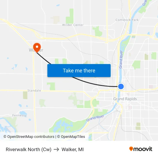 Riverwalk North (Cw) to Walker, MI map