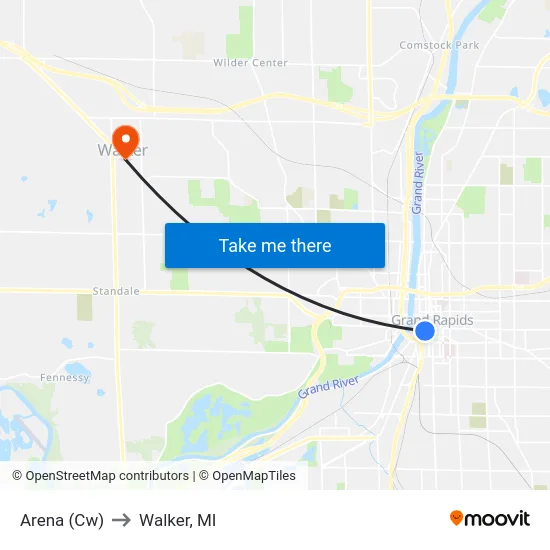 Arena (Cw) to Walker, MI map