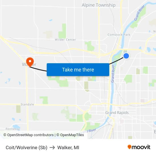 Coit/Wolverine (Sb) to Walker, MI map