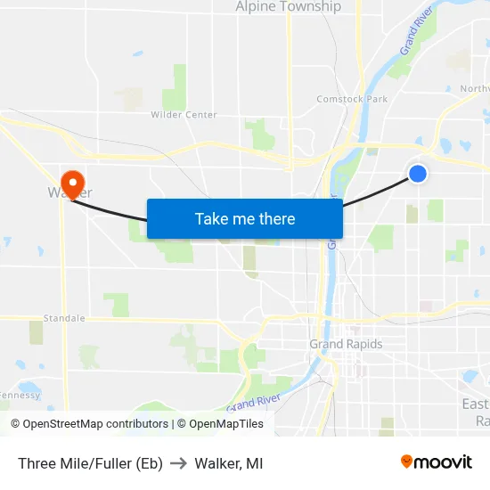 Three Mile/Fuller (Eb) to Walker, MI map