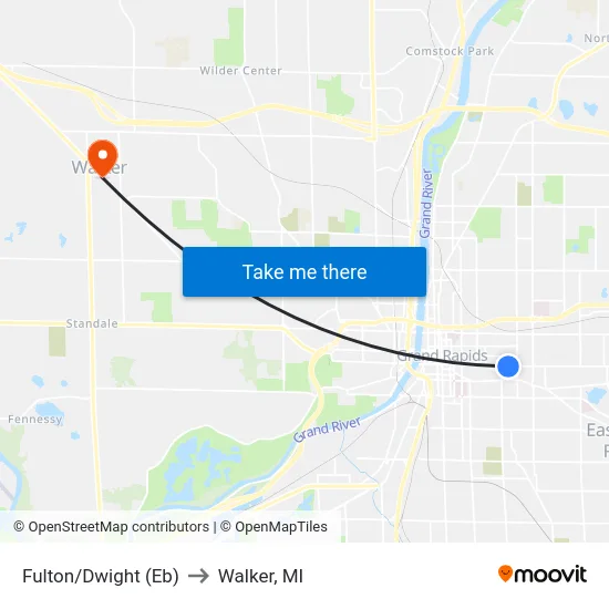 Fulton/Dwight (Eb) to Walker, MI map