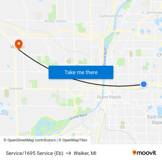 Service/1695 Service (Eb) to Walker, MI map