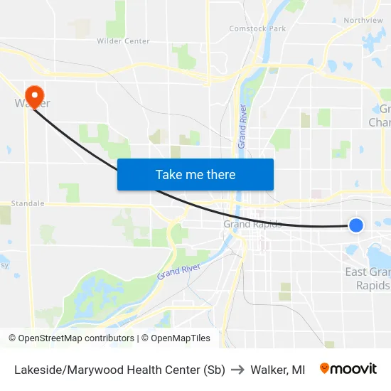 Lakeside/Marywood Health Center (Sb) to Walker, MI map