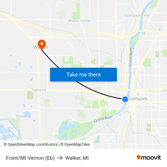 Front/Mt Vernon (Eb) to Walker, MI map