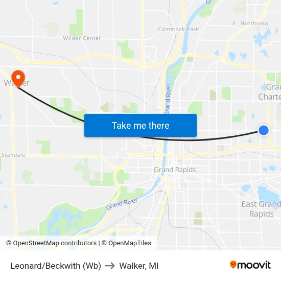 Leonard/Beckwith (Wb) to Walker, MI map