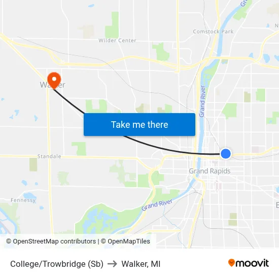 College/Trowbridge (Sb) to Walker, MI map