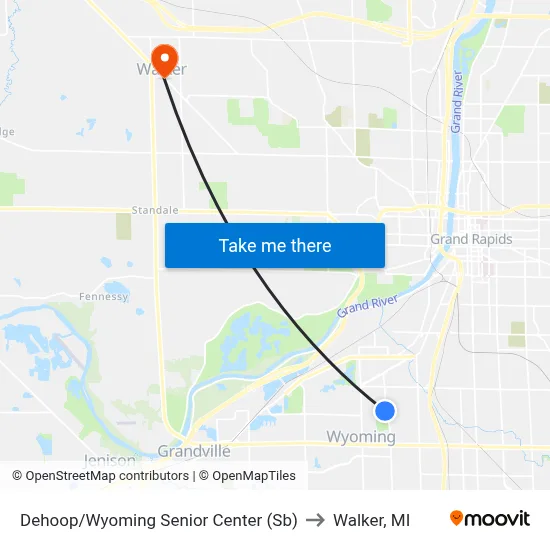 Dehoop/Wyoming Senior Center (Sb) to Walker, MI map