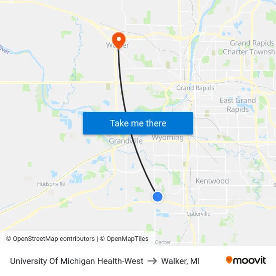 University Of Michigan Health-West to Walker, MI map