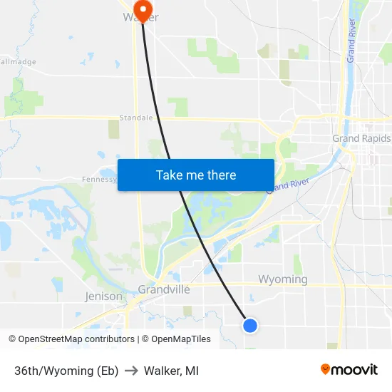 36th/Wyoming (Eb) to Walker, MI map