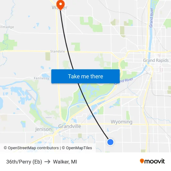 36th/Perry (Eb) to Walker, MI map