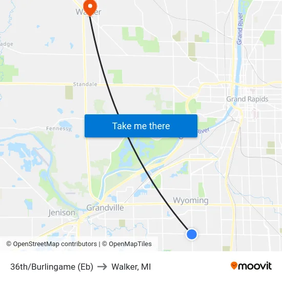 36th/Burlingame (Eb) to Walker, MI map