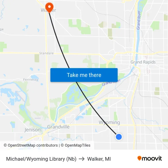 Michael/Wyoming Library (Nb) to Walker, MI map