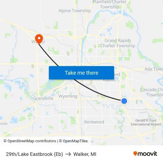 29th/Lake Eastbrook (Eb) to Walker, MI map