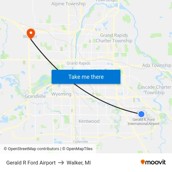 Gerald R Ford Airport to Walker, MI map