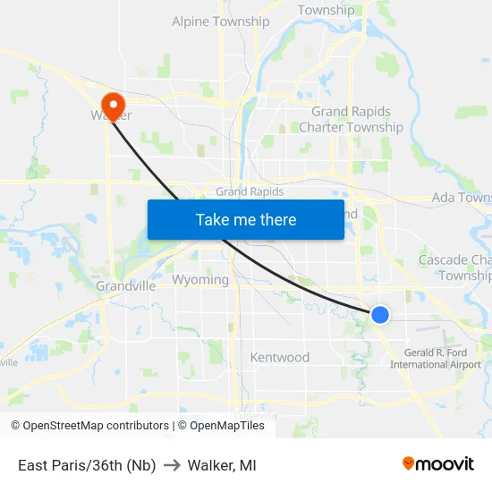 East Paris/36th (Nb) to Walker, MI map