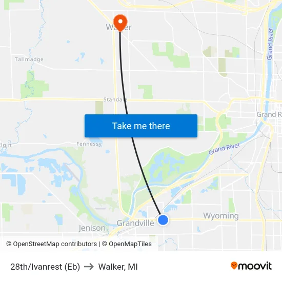 28th/Ivanrest (Eb) to Walker, MI map