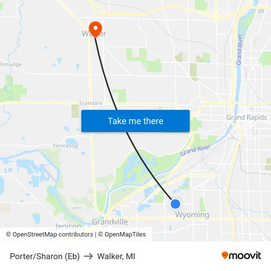Porter/Sharon (Eb) to Walker, MI map