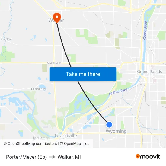 Porter/Meyer (Eb) to Walker, MI map