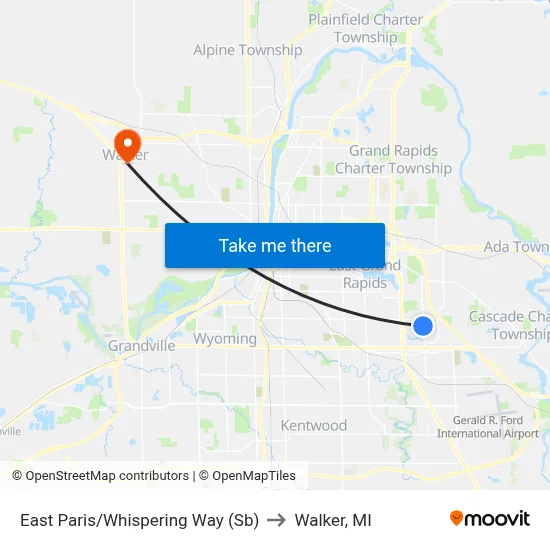 East Paris/Whispering Way (Sb) to Walker, MI map