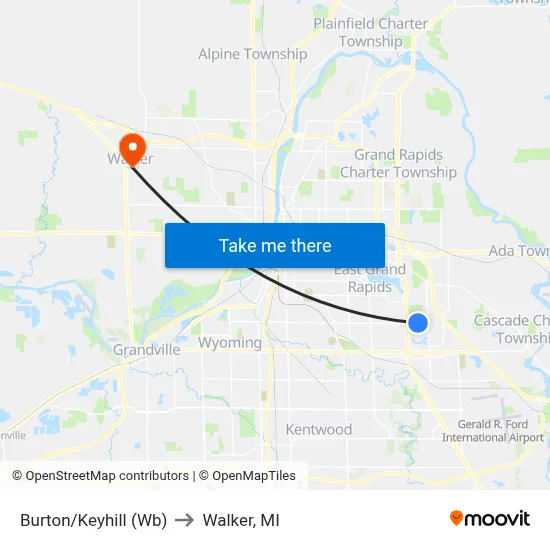 Burton/Keyhill (Wb) to Walker, MI map