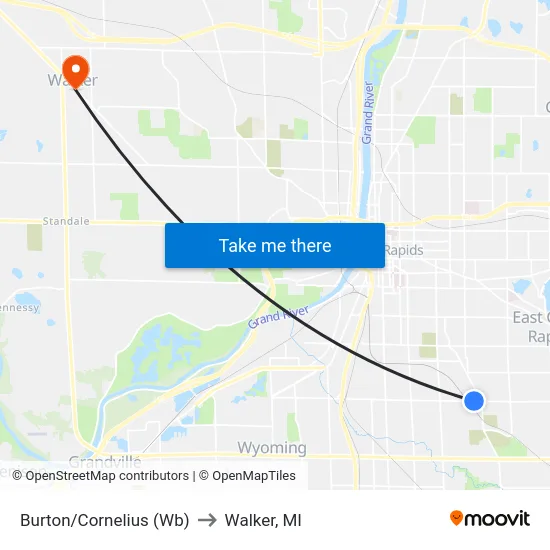 Burton/Cornelius (Wb) to Walker, MI map