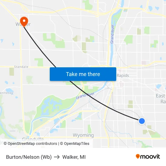 Burton/Nelson (Wb) to Walker, MI map