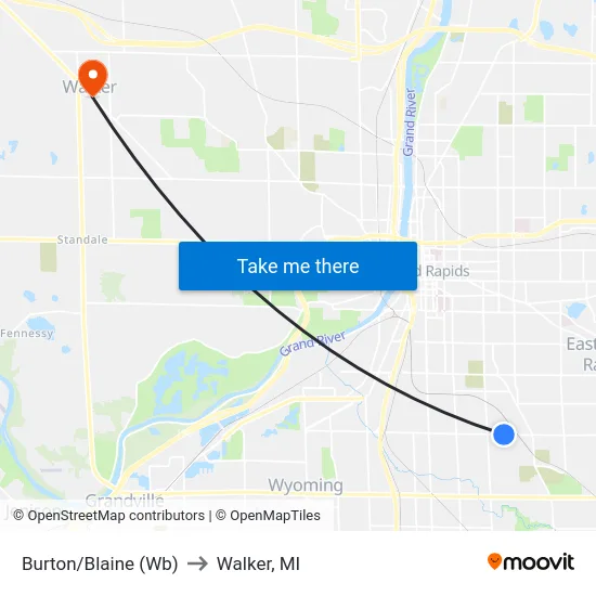 Burton/Blaine (Wb) to Walker, MI map