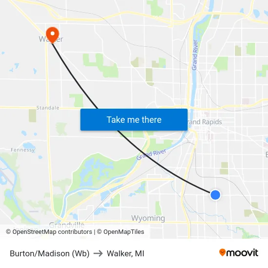 Burton/Madison (Wb) to Walker, MI map