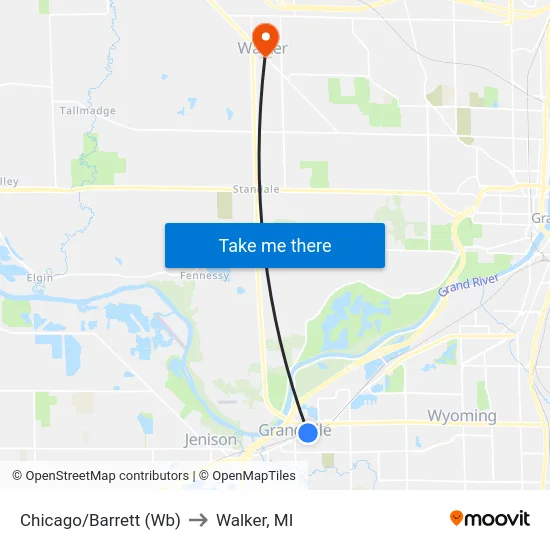 Chicago/Barrett (Wb) to Walker, MI map