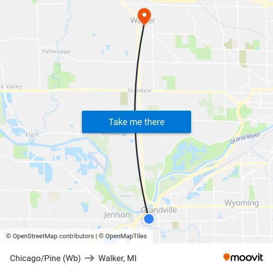 Chicago/Pine (Wb) to Walker, MI map