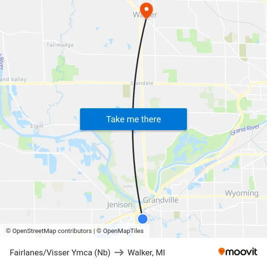 Fairlanes/Visser Ymca (Nb) to Walker, MI map