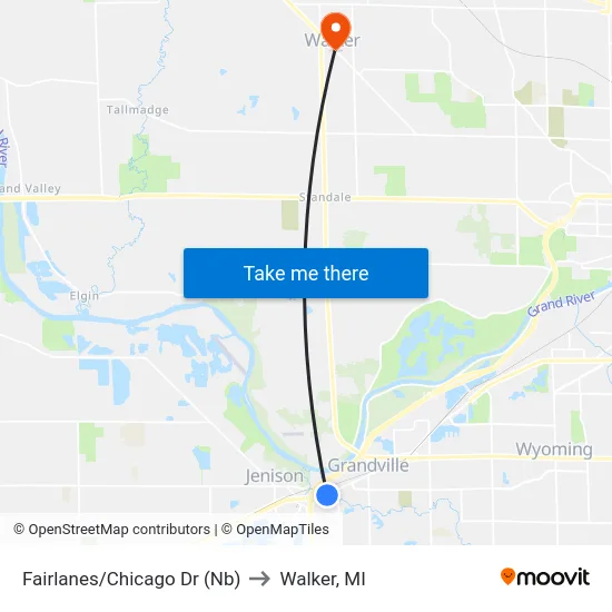 Fairlanes/Chicago Dr (Nb) to Walker, MI map