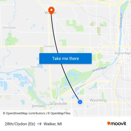 28th/Clydon (Eb) to Walker, MI map