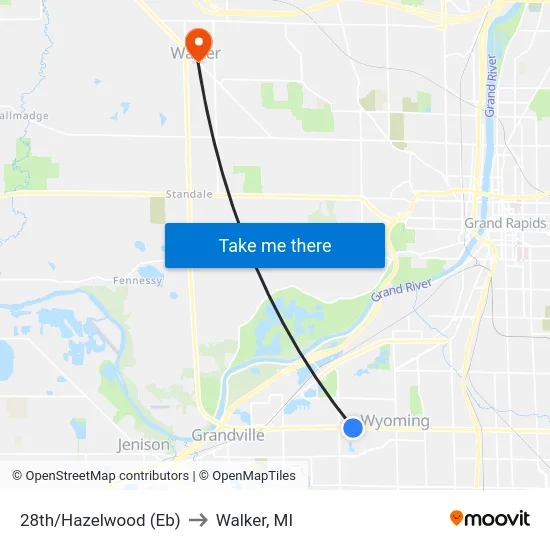 28th/Hazelwood (Eb) to Walker, MI map