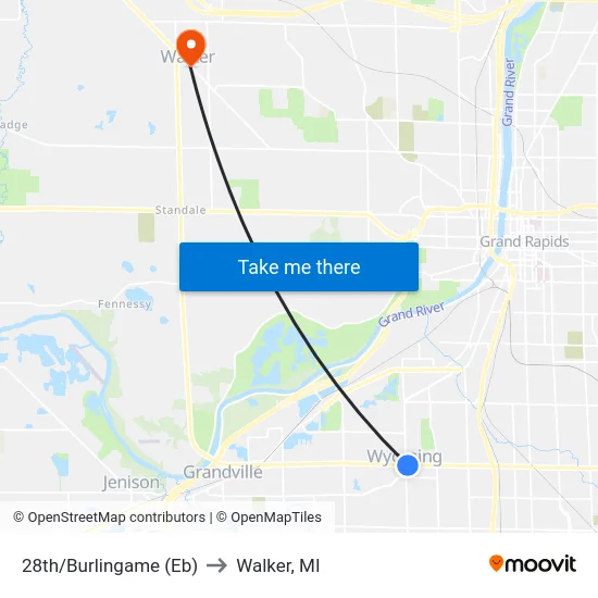28th/Burlingame (Eb) to Walker, MI map