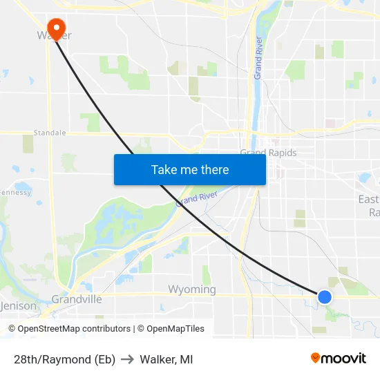 28th/Raymond (Eb) to Walker, MI map