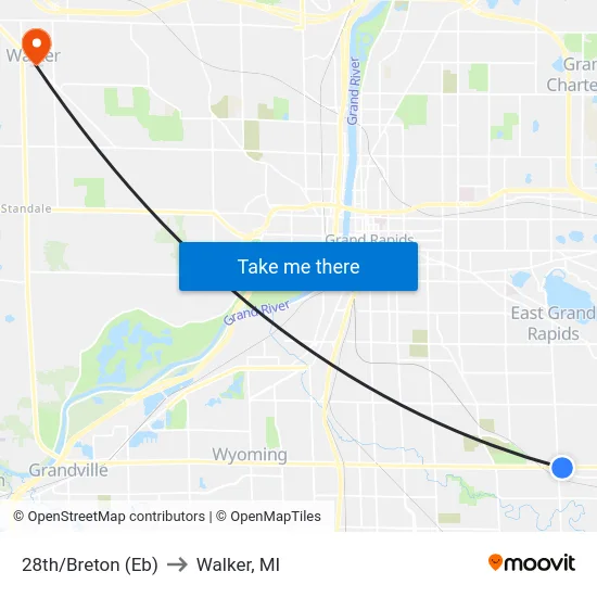 28th/Breton (Eb) to Walker, MI map