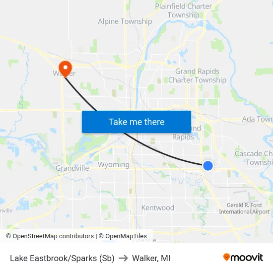 Lake Eastbrook/Sparks (Sb) to Walker, MI map